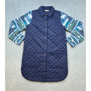 Denim & Co Canyon Retreat Southwest Jacquard Sleeve Quilted Jacket Navy XS